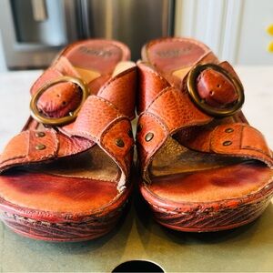Born Cognac Leather Sandals with Buckle